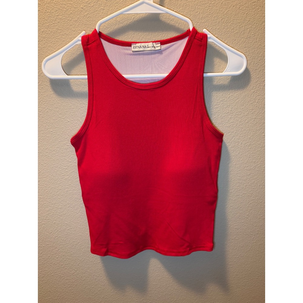 Zenana Outfitters Red Ribbed Tank Top